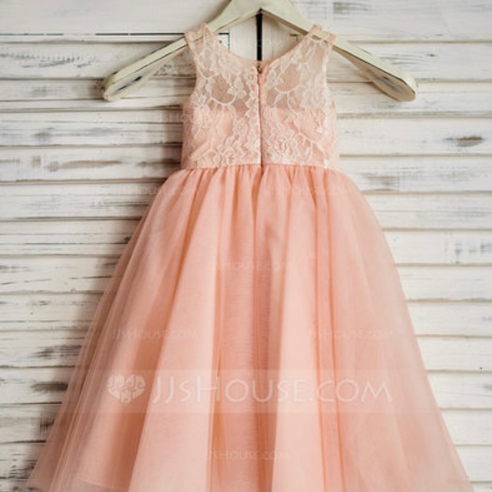 A- line princess Tea length flower girl dress